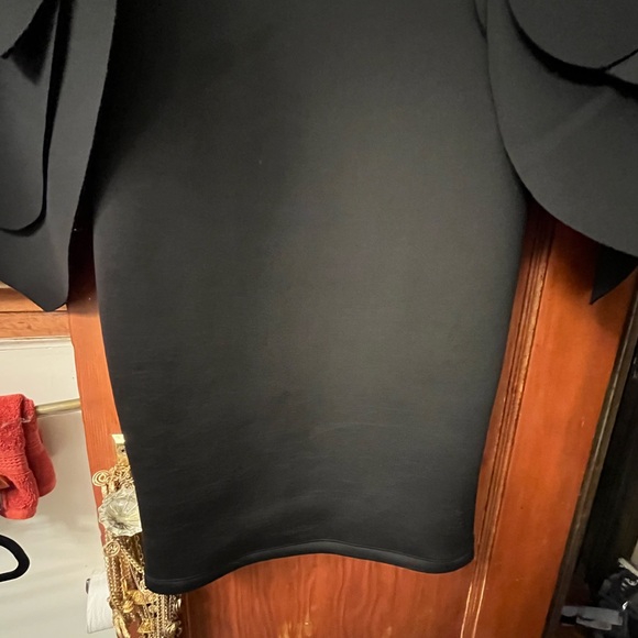Petal Neoprene Sleeve Black Fitted Dramatic Dress EUC - Picture 12 of 15